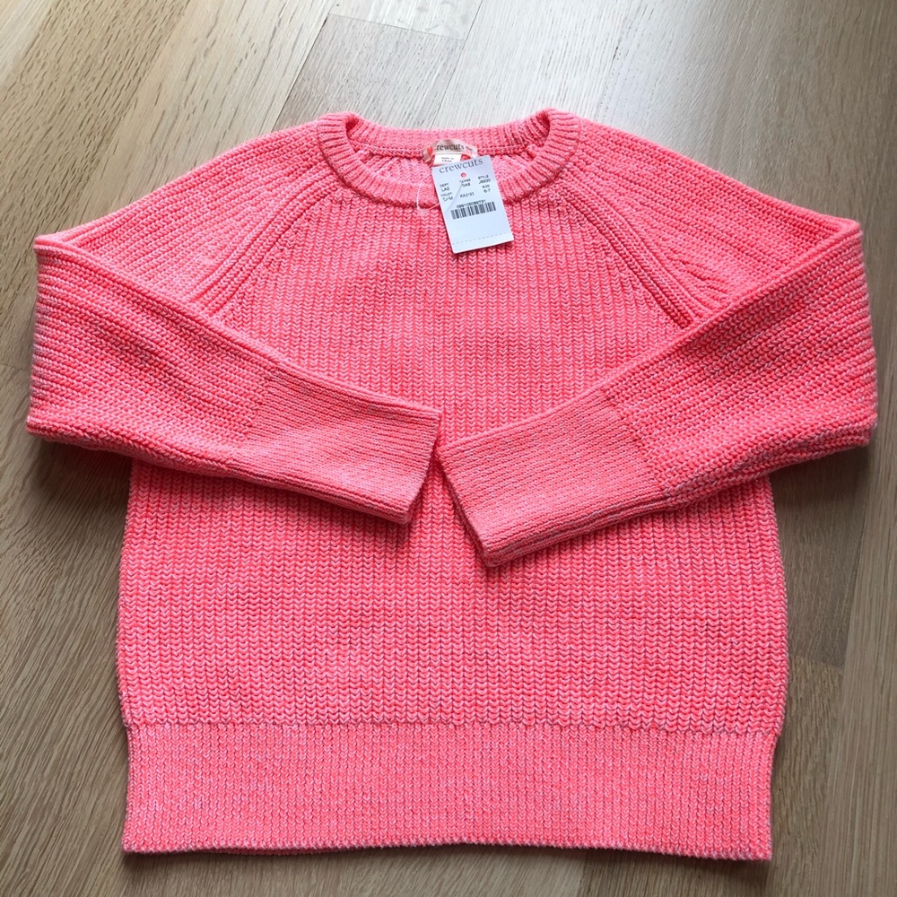 NWT crewcuts girls neon pink sweater